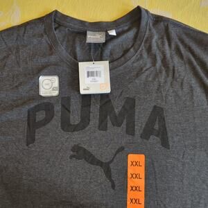 PUMA Men's Essentials Heather Logo Tee, XXL, Dark Heather Grey, Dry Cell